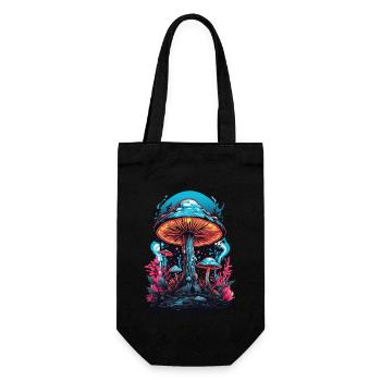 Vibrant colors music festival forest mushrooms - Gift Bag for Bottles - black - Front