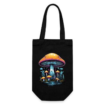 Vibrant Colors Forest Mushrooms Music Festival Art - Gift Bag for Bottles - black - Front