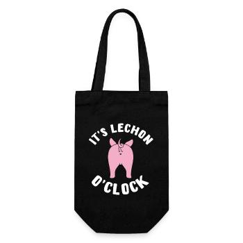Lechon Zeit Lustiges Geschenk Filipino - Geschenkbeutel für Flaschen - Schwarz - Vorne