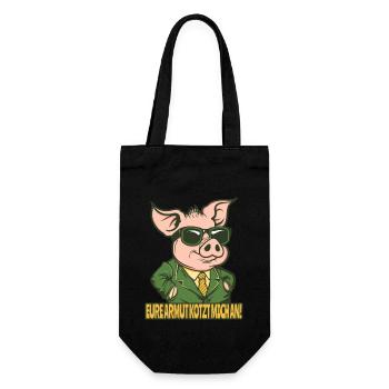 Eure Armut ist zum Kotzen, reiches Schwein - Geschenkbeutel für Flaschen - Schwarz - Vorne