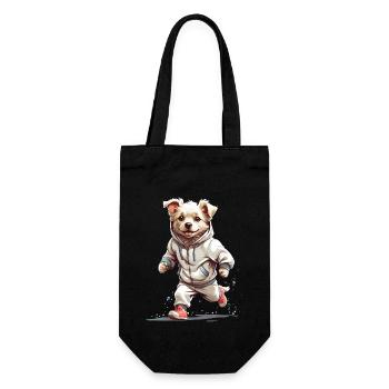 Dog Streetwear Jogging Aesthetic Fitness Style - Gift Bag for Bottles - black - Front