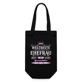 Weltbeste Ehefrau Seit 1949 Vintage Hochzeitstag - Geschenkbeutel für Flaschen - Schwarz - Vorne