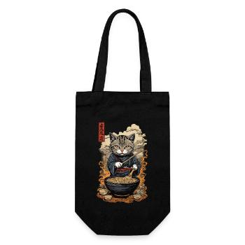 Katze Aesthetic Ramen Nudelsuppen Streetwear - Geschenkbeutel für Flaschen - Schwarz - Vorne