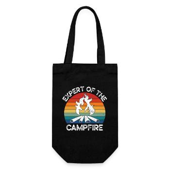 Experte für Camping-Experten am Lagerfeuer - Geschenkbeutel für Flaschen - Schwarz - Vorne