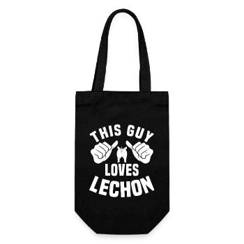 Dieser Typ Liebt Lechon - Geschenkbeutel für Flaschen - Schwarz - Vorne