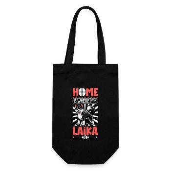 Zuhause - Russisch-Europäischer Laika - Geschenkbeutel für Flaschen - Schwarz - Vorne