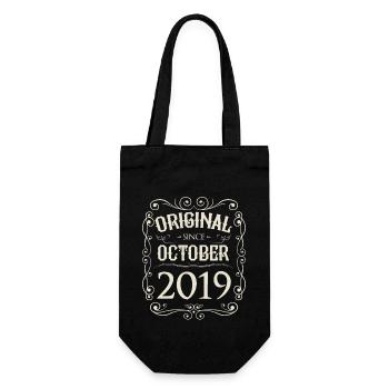 Vintage - Original since October 2019 Birthday - Gift Bag for Bottles - black - Front
