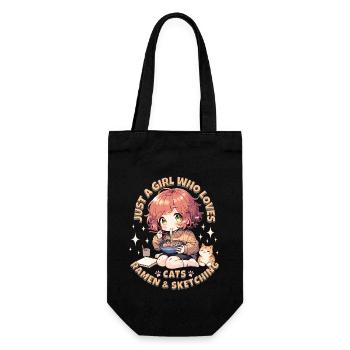 Just a Girl who loves cats, ramen and sketching - Gift Bag for Bottles - black - Front