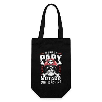 Cadeau Papy motard qui déchire tête de mort moto - Sac à bouteille - noir - Devant