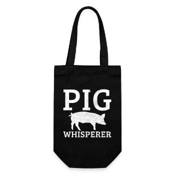 Schwein Lustig Bauer Landwirt Geschenk - Geschenkbeutel für Flaschen - Schwarz - Vorne