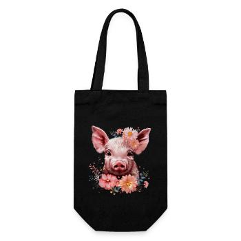 Schwein Lustig Bauer Landwirt Geschenk - Geschenkbeutel für Flaschen - Schwarz - Vorne