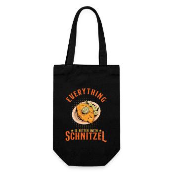 Mit Schnitzel ist alles besser - Geschenkbeutel für Flaschen - Schwarz - Vorne
