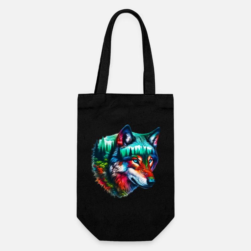 Wolf - Geschenkbeutel für Flaschen - Schwarz