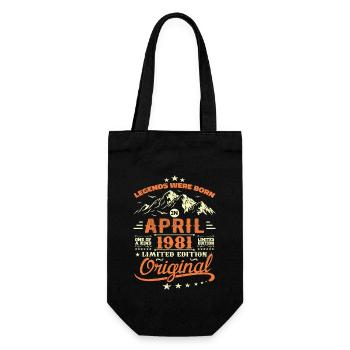 April 1981 Geburtstagsgeschenk 1981 Legenden April - Geschenkbeutel für Flaschen - Schwarz - Vorne