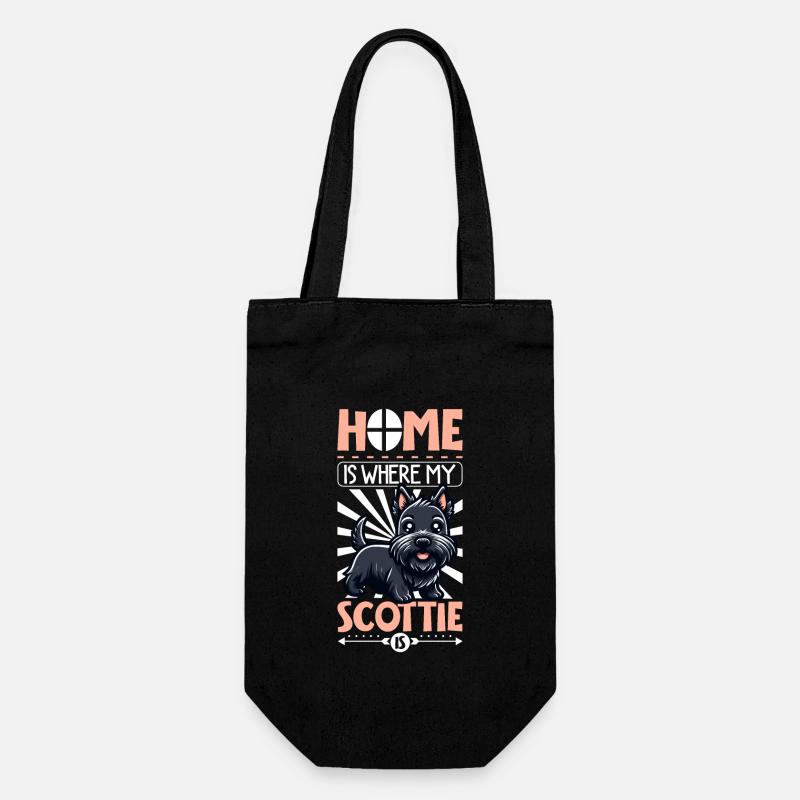 Zuhause - Scottish Terrier - Geschenkbeutel für Flaschen - Schwarz