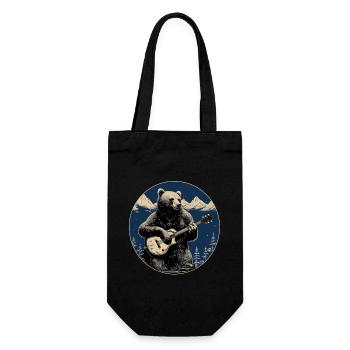 Grizzly Bear Bear Guitar - Gift Bag for Bottles - black - Front