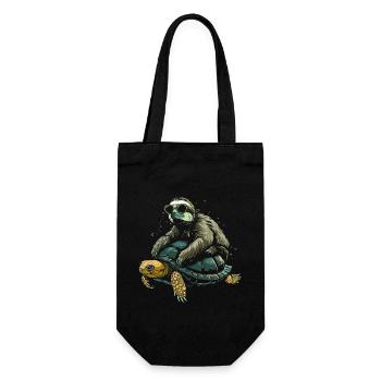 Sloth Turtle Funny Gift - Gift Bag for Bottles - black - Front