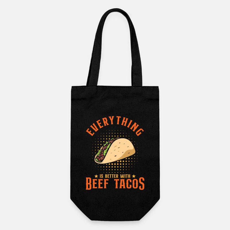 Mit Rindfleisch-Tacos ist alles besser - Geschenkbeutel für Flaschen - Schwarz