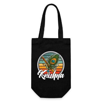 Krishna Indien Musik Flöte Hinduismus Zen - Geschenkbeutel für Flaschen - Schwarz - Vorne