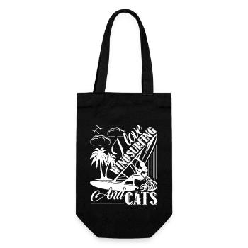Windsurfing I Love Windsurfing And Cats - Gift Bag for Bottles - black - Front