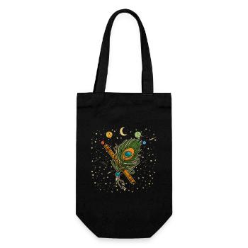 Buddhismus Musik Krishna Flöte Bansuri Yoga - Geschenkbeutel für Flaschen - Schwarz - Vorne