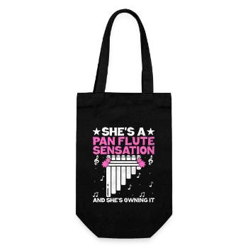 Pan Flute Player Pan Flutist Marching Band Music I - Gift Bag for Bottles - black - Front