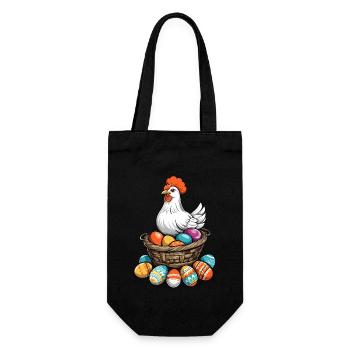 Easter Chicken Colorful Cute Funny Easter Eggs Nest - Gift Bag for Bottles - black - Front