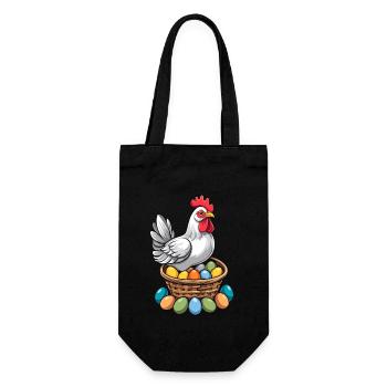Easter Chicken Colorful Cute Funny Easter Eggs Nest - Gift Bag for Bottles - black - Front