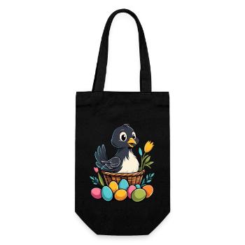 Easter Chicken Colorful Cute Funny Easter Eggs Nest - Gift Bag for Bottles - black - Front