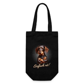 Einfach nö! Nein! - Dackel Teckel - Geschenkbeutel für Flaschen - Schwarz - Vorne