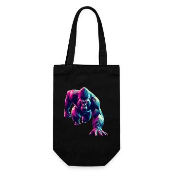 gorille origami géométrique 3d neon - Sac à bouteille - noir - Devant