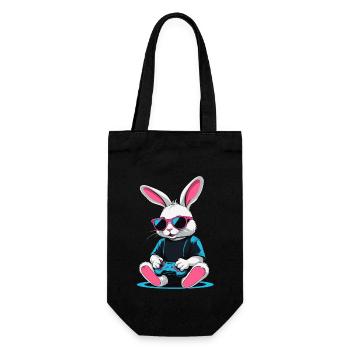 Osterhase Gamer Ikonisches Ostern Gaming - Geschenkbeutel für Flaschen - Schwarz - Vorne