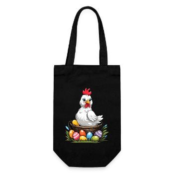 Colorful Chicken Cute Funny Easter Eggs Nest - Gift Bag for Bottles - black - Front