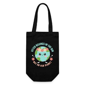 Kein Müll Anti-Littering-Tag der Erde - Geschenkbeutel für Flaschen - Schwarz - Vorne