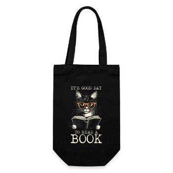 Katze Bücher Lesen Lustig Geschenk - Geschenkbeutel für Flaschen - Schwarz - Vorne