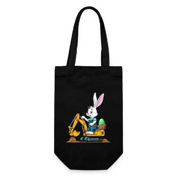 Osterhase Baggerfahrer Ostern Ostereier Lustiges - Geschenkbeutel für Flaschen - Schwarz - Vorne