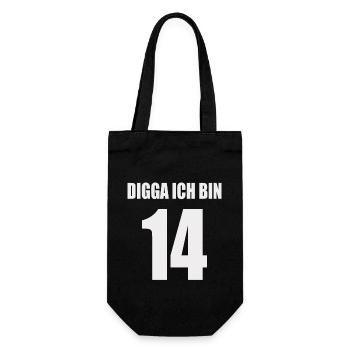 Digga ich bin 14 - Geschenkbeutel für Flaschen - Schwarz - Vorne