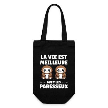 Animal humour paresseux - Sac à bouteille - noir - Devant