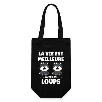 Humour animal petit loup - Sac à bouteille - noir - Devant