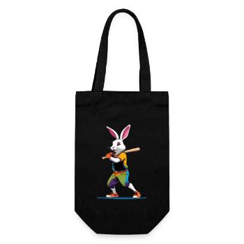Baseballspieler Osterhase Streetwear Lustiges - Geschenkbeutel für Flaschen - Schwarz - Vorne