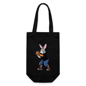 Baseballspieler Osterhase Ostern Baseball - Geschenkbeutel für Flaschen - Schwarz - Vorne