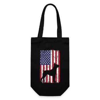 Chien boxer avec drapeau des États-Unis - Sac à bouteille - noir - Devant