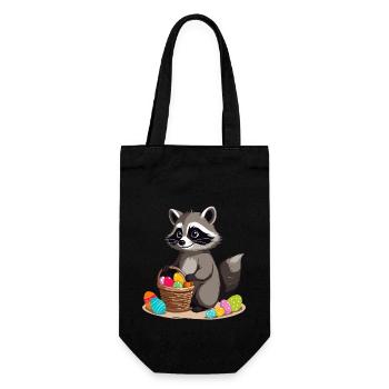 Funny Raccoon Costume Cute Easter Eggs - Gift Bag for Bottles - black - Front