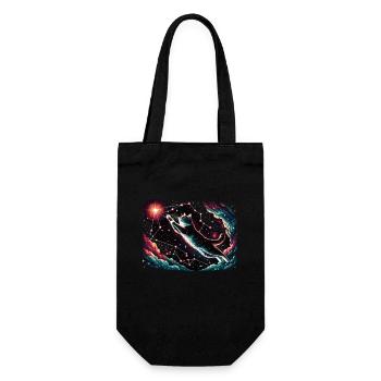 Katze Astronaut Astronomie Äußeres Sonnensystem - Geschenkbeutel für Flaschen - Schwarz - Vorne