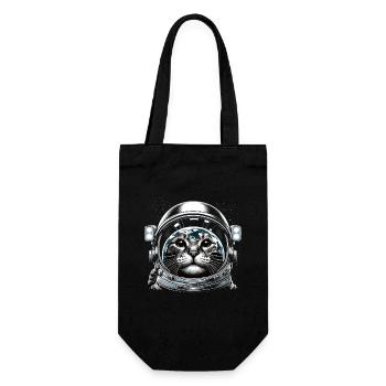 Katze Astronaut Astronomie Äußeres Sonnensystem - Geschenkbeutel für Flaschen - Schwarz - Vorne