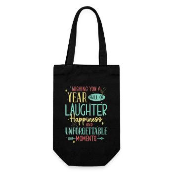 Ich wünsche dir ein Jahr voller Lachen, Glück, - Geschenkbeutel für Flaschen - Schwarz - Vorne