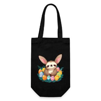 Funny Sloth Easter Bunny Iconic Easter - Gift Bag for Bottles - black - Front