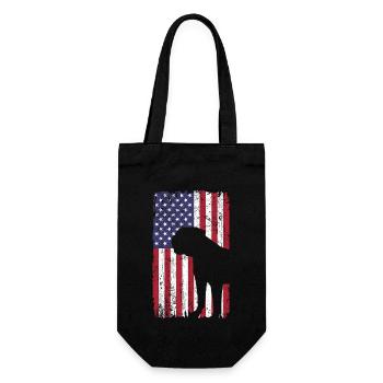 American Bulldog Hund mit USA Flagge - Geschenkbeutel für Flaschen - Schwarz - Vorne