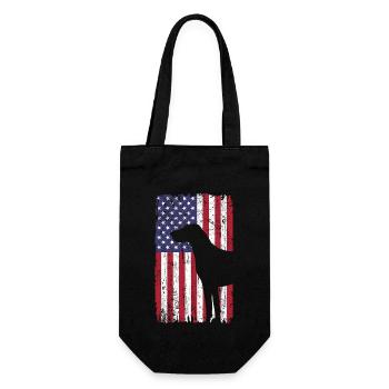 Deutsch Kurzhaar Hund mit USA Flagge - Geschenkbeutel für Flaschen - Schwarz - Vorne