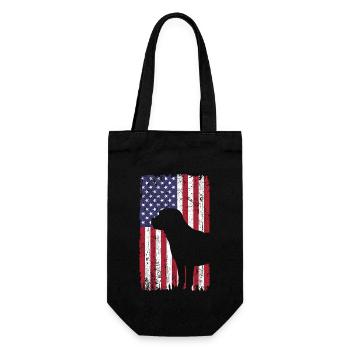 Labrador Retriever Dog with USA Flag - Gift Bag for Bottles - black - Front